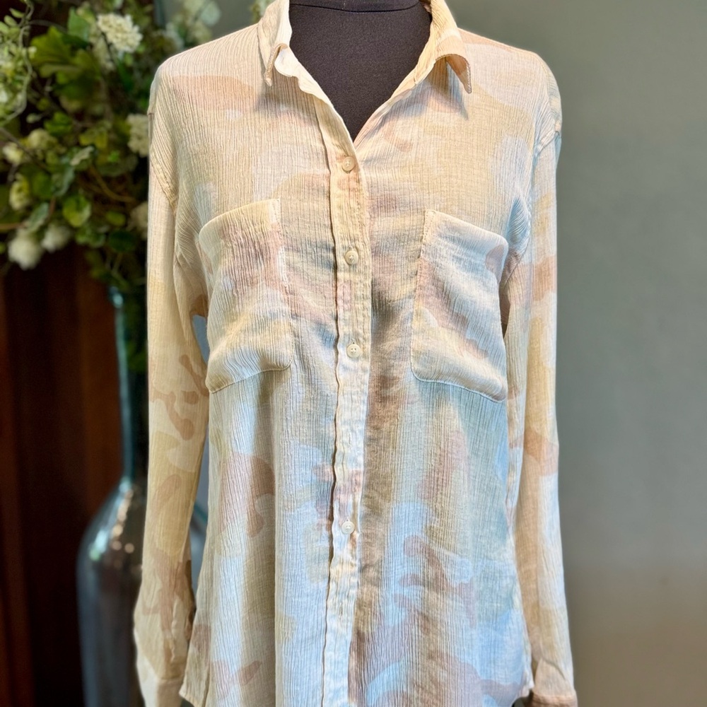 Sanctuary Women's Button Down Shirt - Cream and Pink